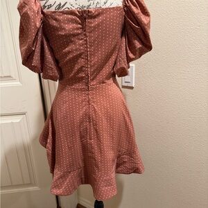 C/MEO Collective Rust Polka Dot Long Sleeve Dress